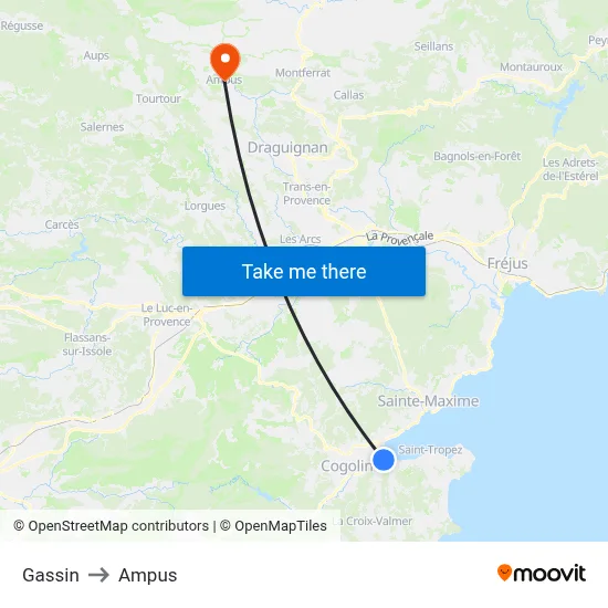 Gassin to Ampus map