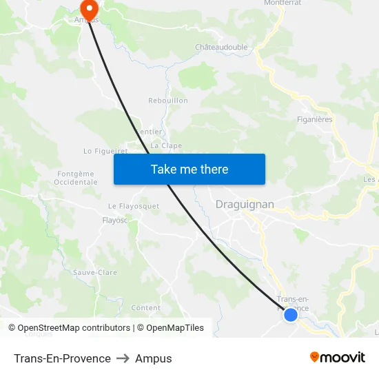 Trans-En-Provence to Ampus map