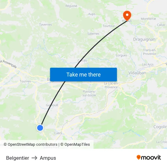 Belgentier to Ampus map