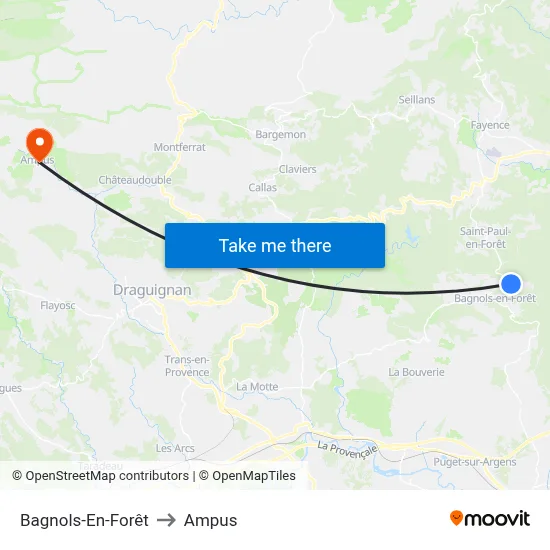 Bagnols-En-Forêt to Ampus map