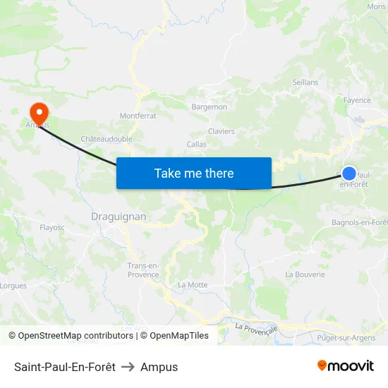 Saint-Paul-En-Forêt to Ampus map