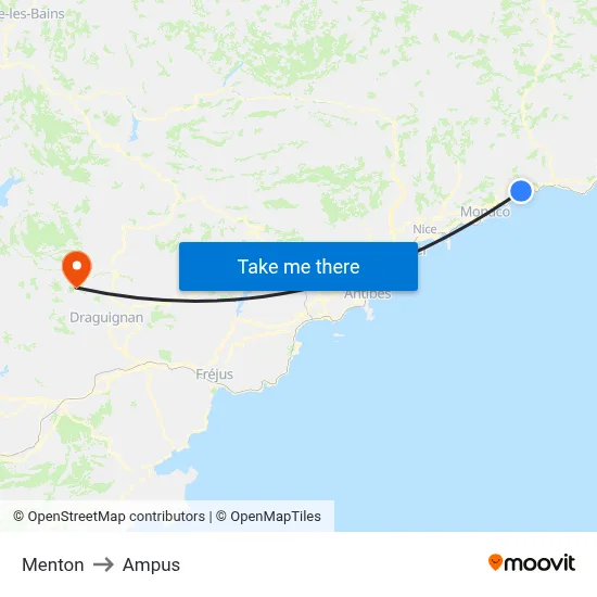 Menton to Ampus map