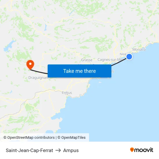 Saint-Jean-Cap-Ferrat to Ampus map