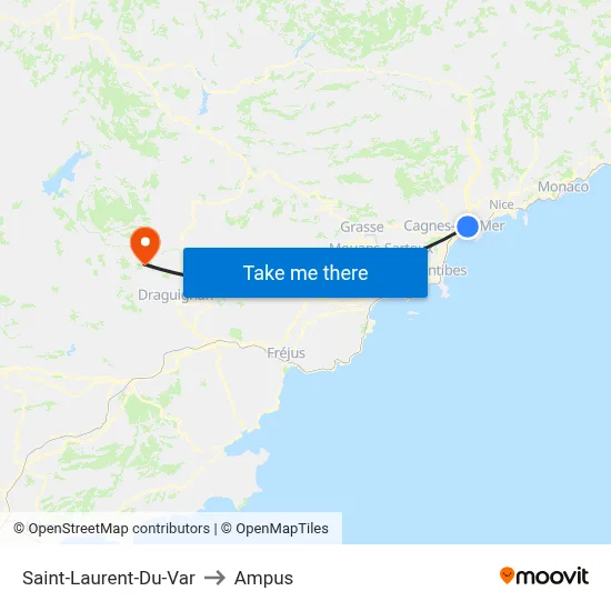 Saint-Laurent-Du-Var to Ampus map