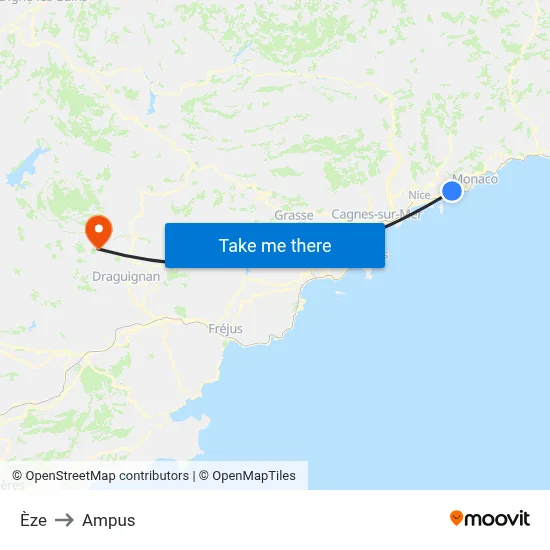 Èze to Ampus map