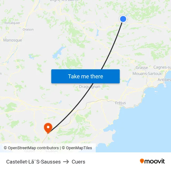 Castellet-Lã¨S-Sausses to Cuers map