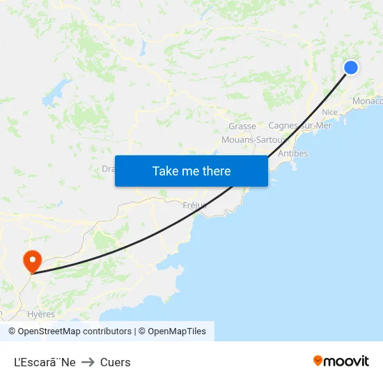 L'Escarã¨Ne to Cuers map