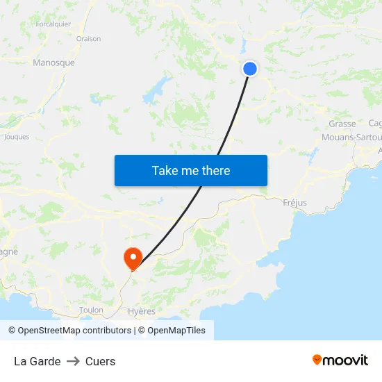 La Garde to Cuers map