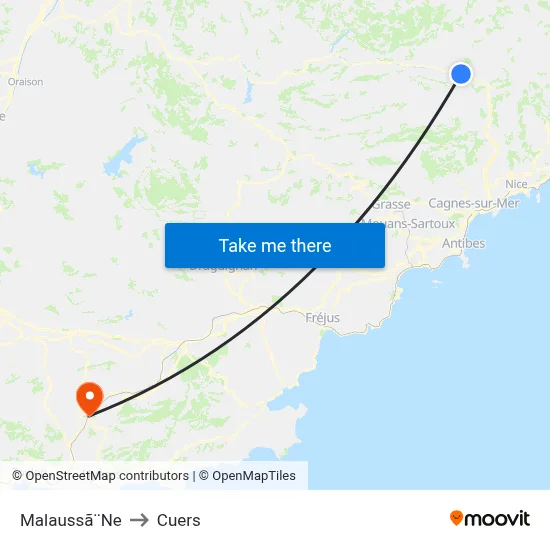 Malaussã¨Ne to Cuers map