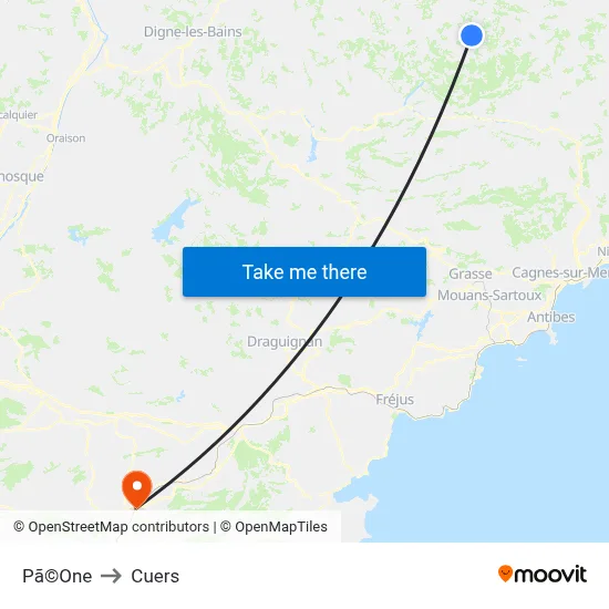 Pã©One to Cuers map