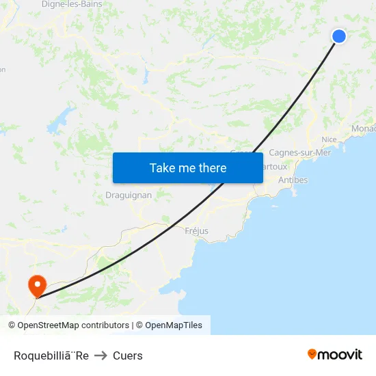 Roquebilliã¨Re to Cuers map