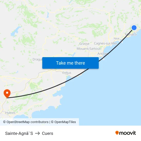 Sainte-Agnã¨S to Cuers map