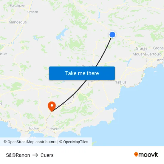 Sã©Ranon to Cuers map