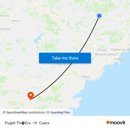 Puget-Th�Ers to Cuers map