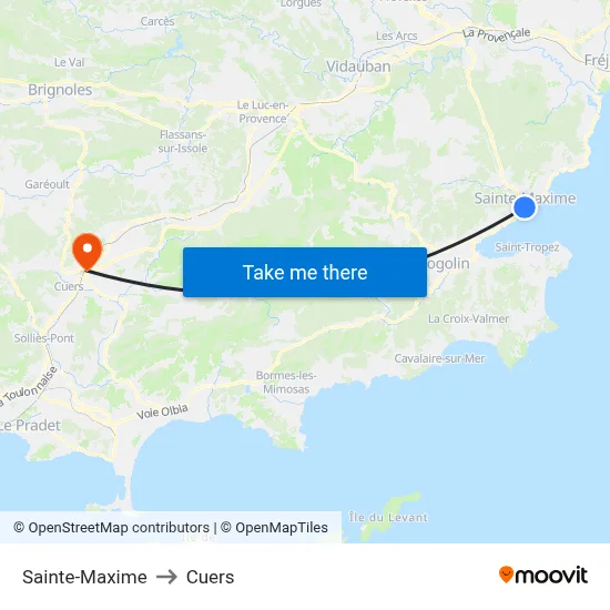 Sainte-Maxime to Cuers map