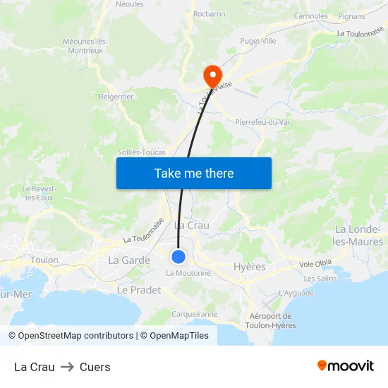 La Crau to Cuers map