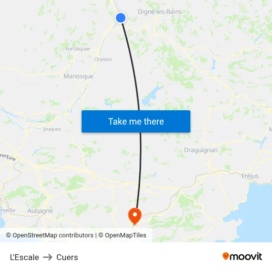 L'Escale to Cuers map