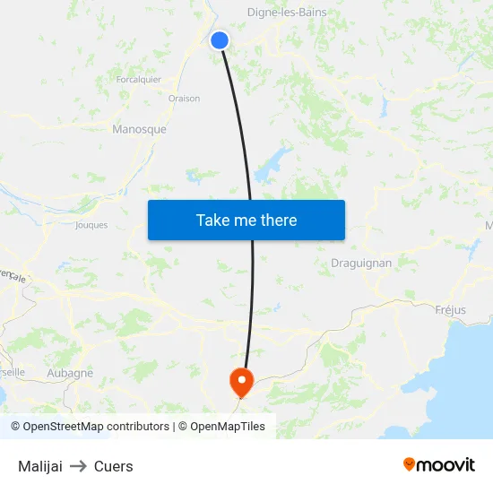 Malijai to Cuers map