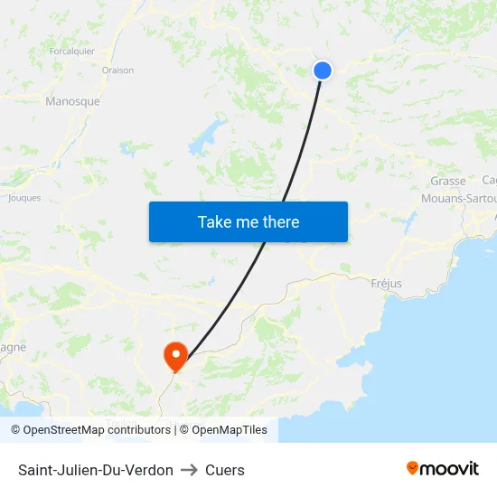 Saint-Julien-Du-Verdon to Cuers map