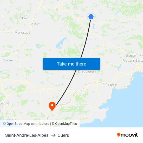 Saint-André-Les-Alpes to Cuers map