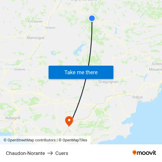 Chaudon-Norante to Cuers map