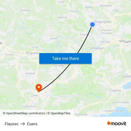 Flayosc to Cuers map