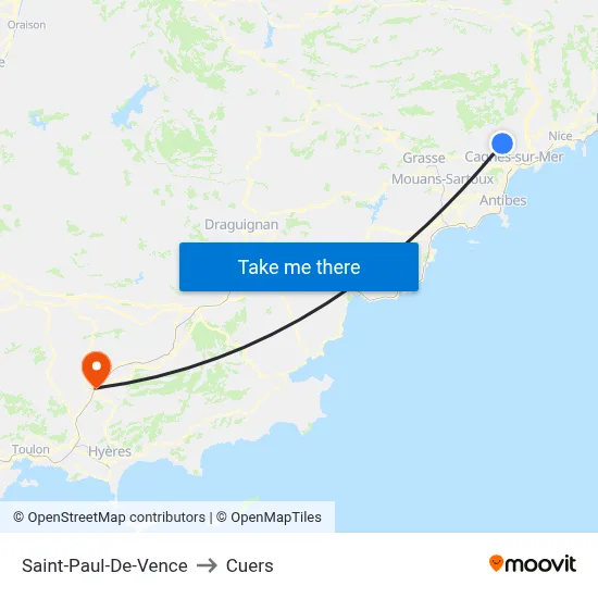 Saint-Paul-De-Vence to Cuers map