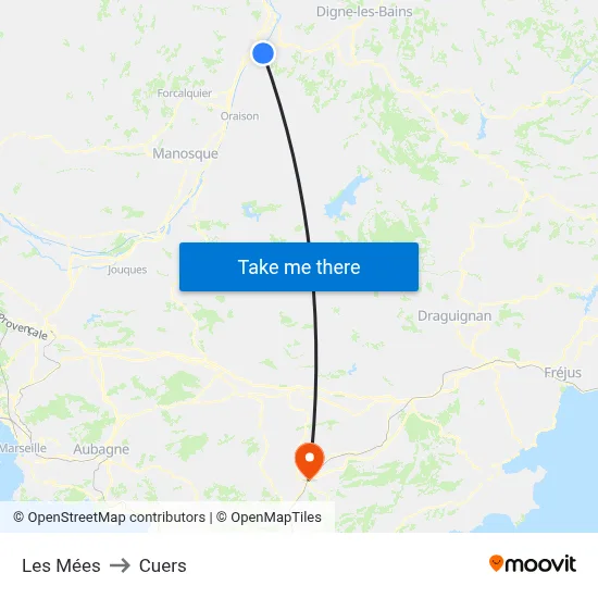 Les Mées to Cuers map