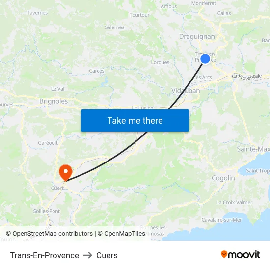 Trans-En-Provence to Cuers map