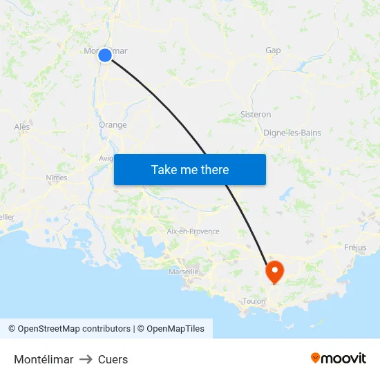 Montélimar to Cuers map