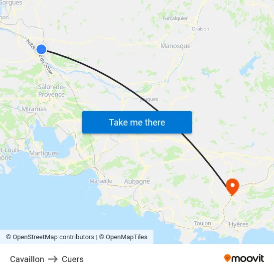 Cavaillon to Cuers map