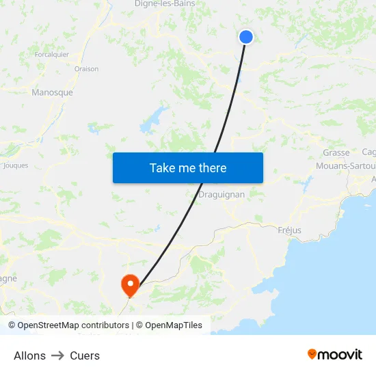 Allons to Cuers map
