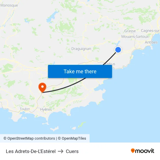 Les Adrets-De-L'Estérel to Cuers map