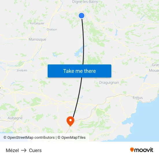 Mézel to Cuers map