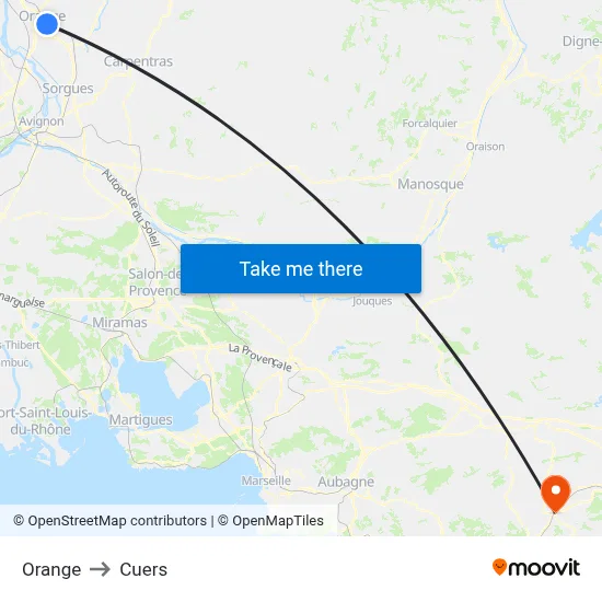 Orange to Cuers map