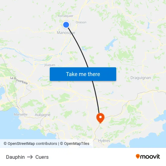Dauphin to Cuers map