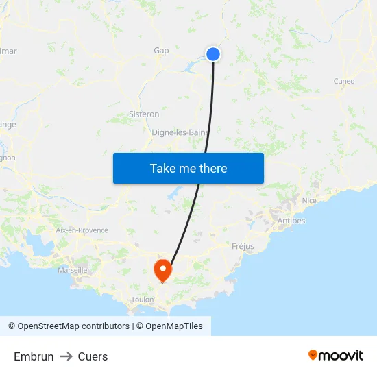 Embrun to Cuers map