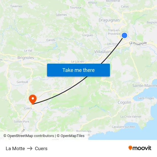La Motte to Cuers map