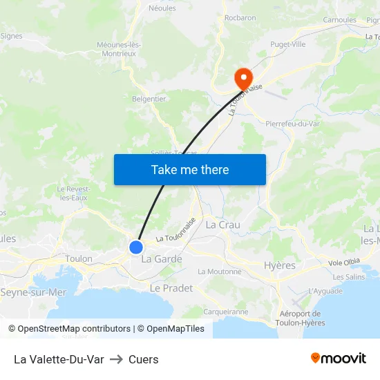 La Valette-Du-Var to Cuers map