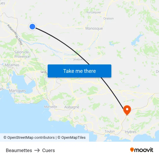 Beaumettes to Cuers map