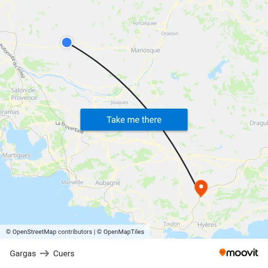 Gargas to Cuers map