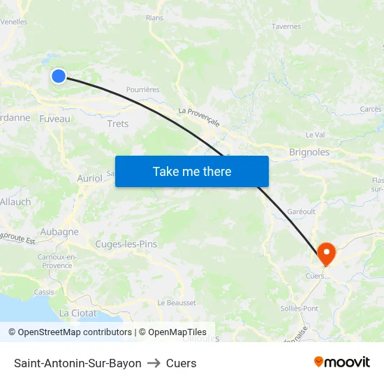 Saint-Antonin-Sur-Bayon to Cuers map