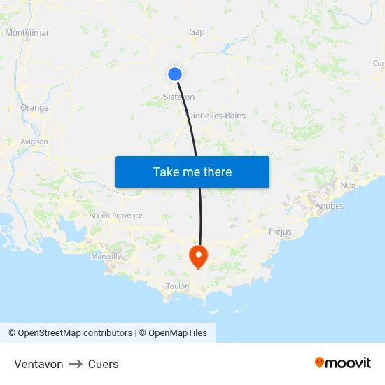 Ventavon to Cuers map