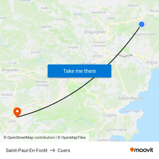Saint-Paul-En-Forêt to Cuers map