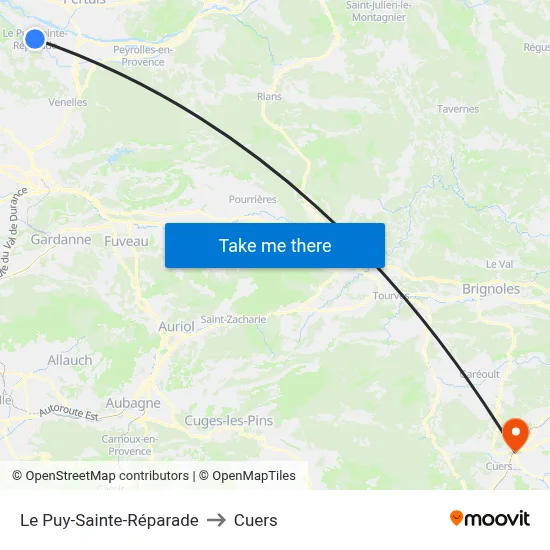Le Puy-Sainte-Réparade to Cuers map