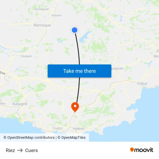 Riez to Cuers map