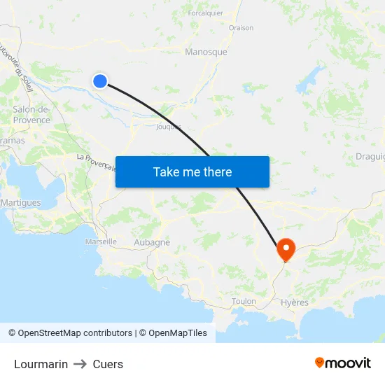 Lourmarin to Cuers map