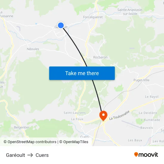Garéoult to Cuers map