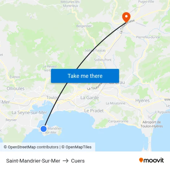 Saint-Mandrier-Sur-Mer to Cuers map