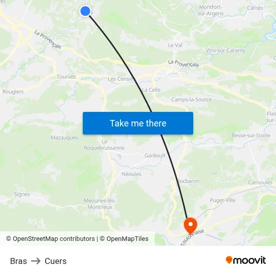 Bras to Cuers map